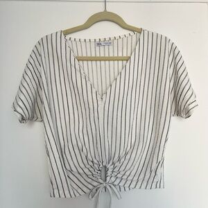 Zara Black and White Striped Blouse
